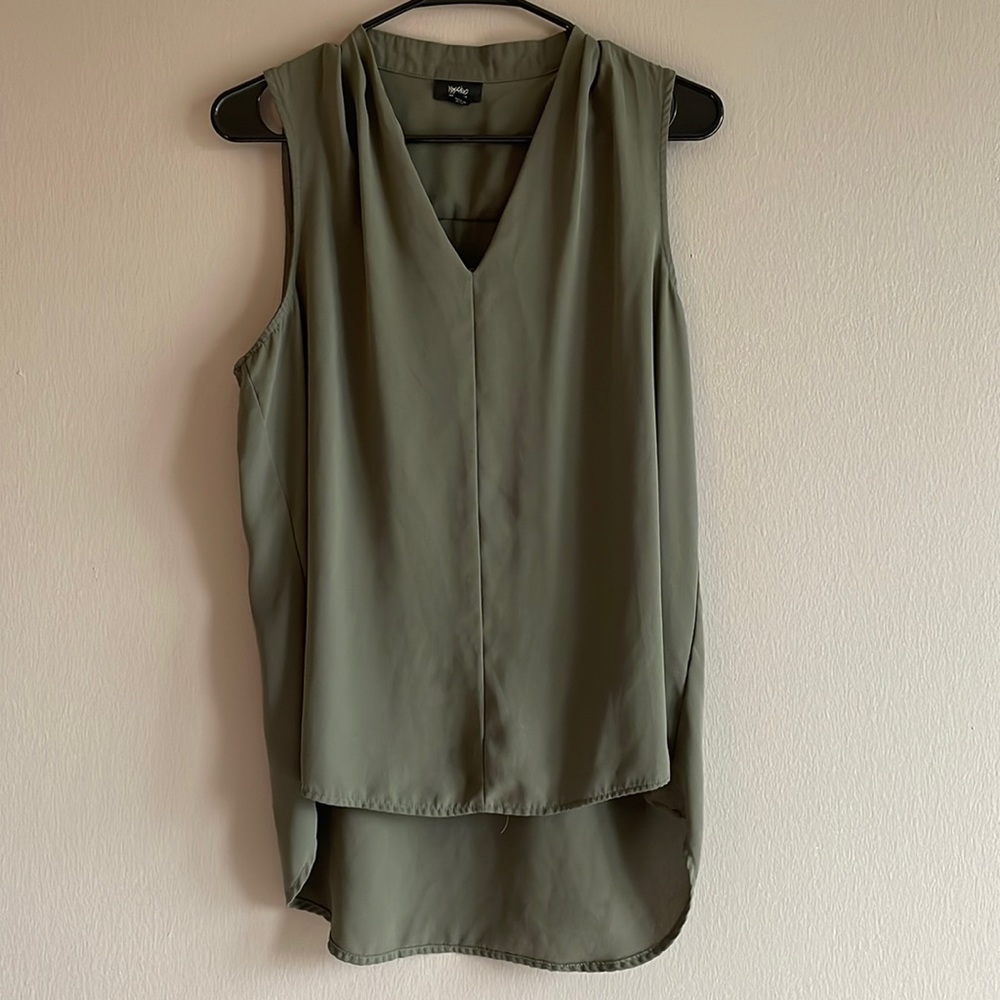 Olive Green Sleeveless Blouse